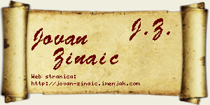 Jovan Zinaić vizit kartica
